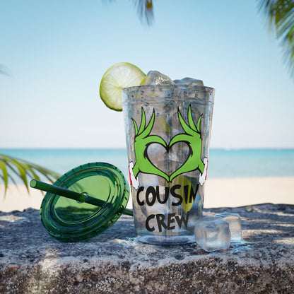 Tumbler — Cousin Crew Holiday Grinch Hands 16oz Straw Cup