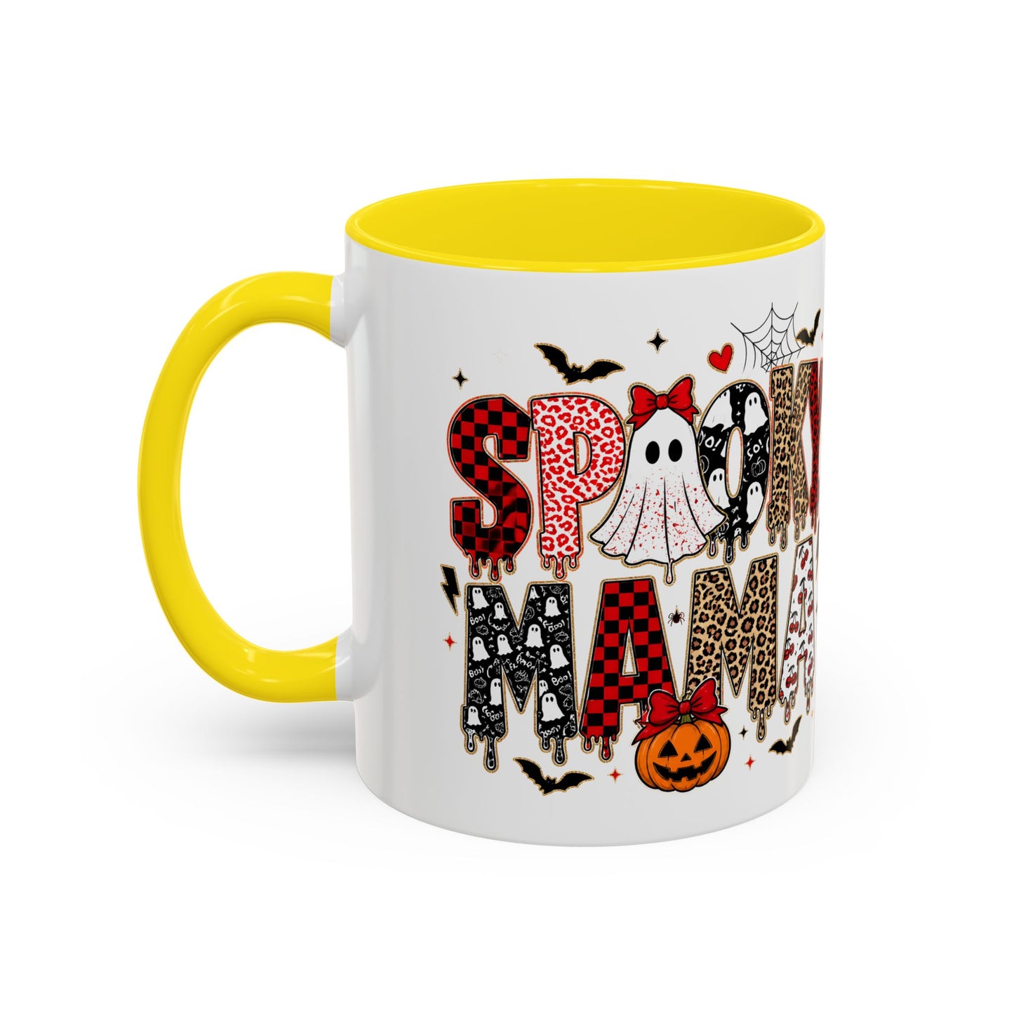 Spooky Mama Accent Coffee Mug — Halloween Ghost Pumpkin 11/15oz