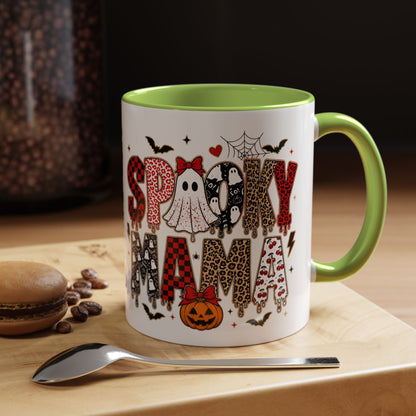 Spooky Mama Accent Coffee Mug — Halloween Ghost Pumpkin 11/15oz