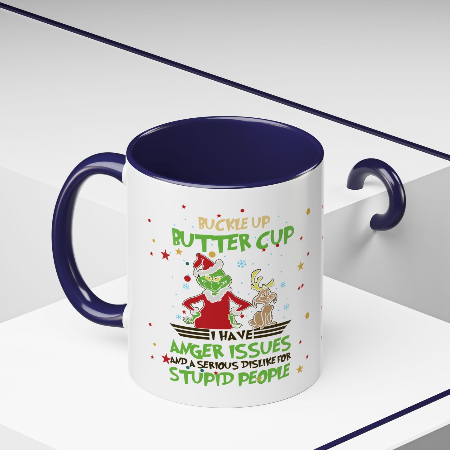 Funny Grinch Christmas Coffee Mug – "I Have Anger Issues" Holiday Accent Mug