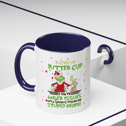 Funny Grinch Christmas Coffee Mug – "I Have Anger Issues" Holiday Accent Mug