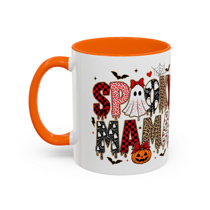 Spooky Mama Accent Coffee Mug — Halloween Ghost Pumpkin 11/15oz