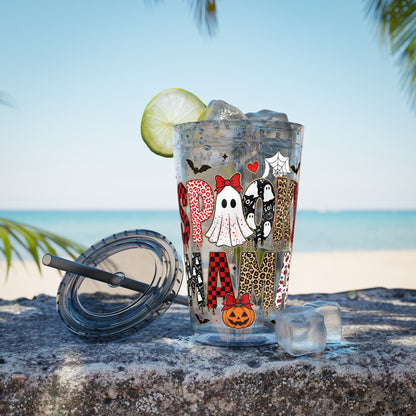 Halloween Mama 16oz Straw Tumbler – Cute Ghost & Pumpkin Party Drink Cup