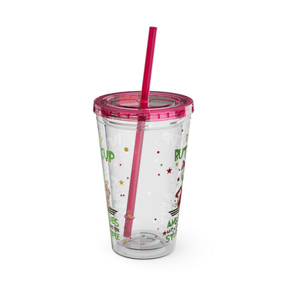 16oz Tumbler with Straw — 'Buckle Up Buttercup' Grinch Holiday Travel Cup