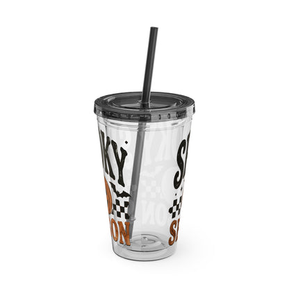 Spooky Season 16oz Tumbler with Straw — Halloween Pumpkin Travel Cup