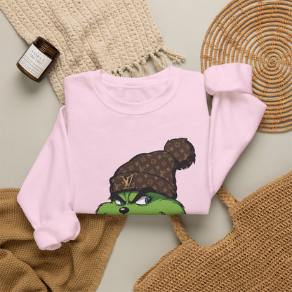 Grinch Winter Cozy Crewneck Sweatshirt — Holiday Coffee Graphic