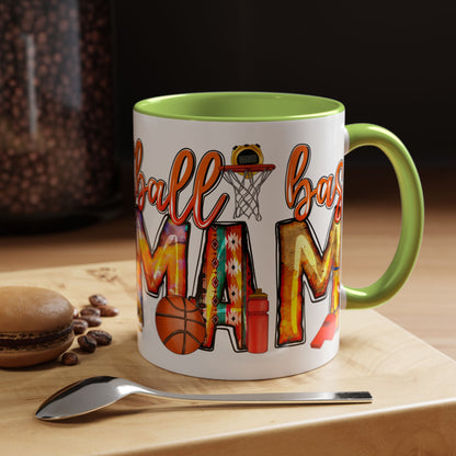 Basketball Mom Accent Coffee Mug – Colorful Sports Mom Gift (11/15oz)