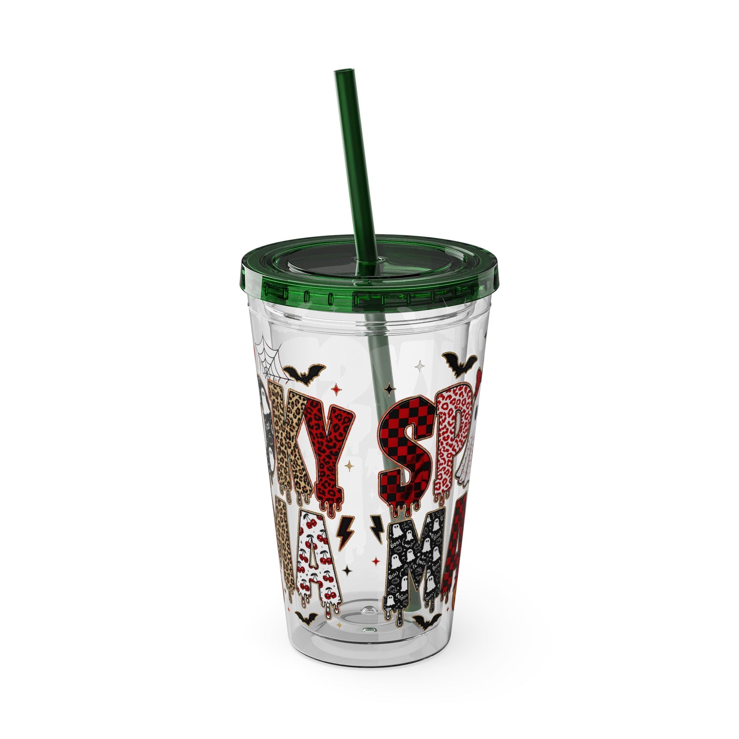 Halloween Mama 16oz Straw Tumbler – Cute Ghost & Pumpkin Party Drink Cup