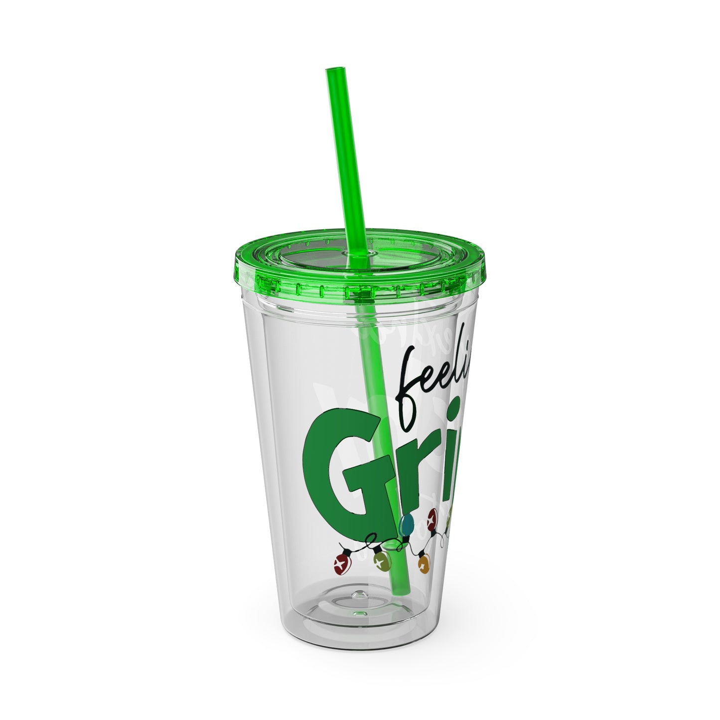 Grinch Quote Tumbler - 16oz Clear Straw Cup (Feeling Extra Grinchy)