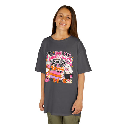 Kids Tee — "Summerween Books & Brew" Cute Halloween Reading Shirt