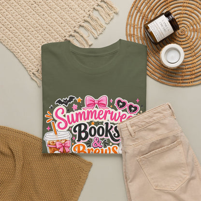 Books & Brews Tee — "Summerween" Cute Halloween Reading Shirt