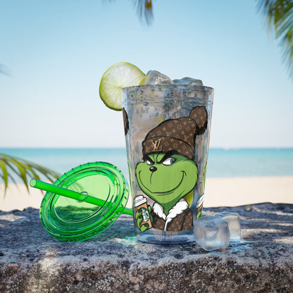 Grinch Streetwear 16oz Tumbler with Straw — Luxury Beanie Design