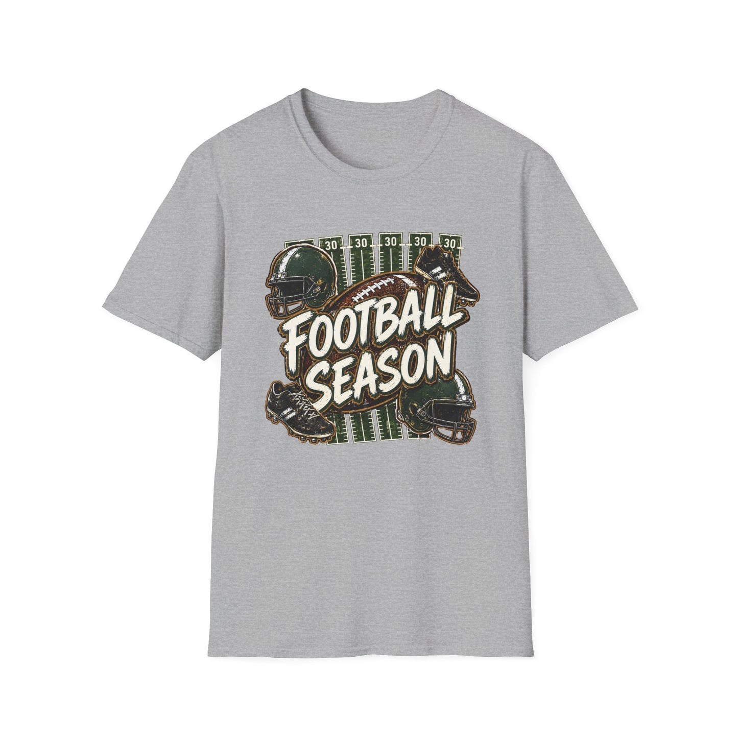Football Season Graphic Tee Vintage Helmet & Ball Design