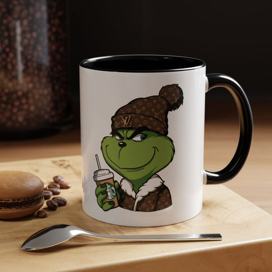Grinch Luxury Winter Coffee Mug – Designer Beanie & Holiday Drink Cartoon (11/15oz)