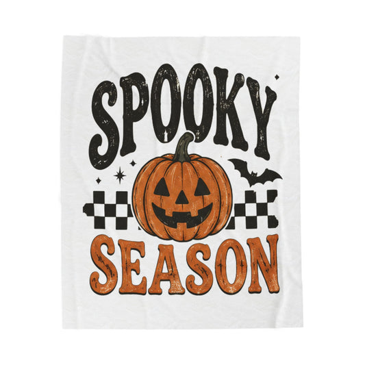 Spooky Season Velveteen Plush Blanket – Halloween Pumpkin Throw