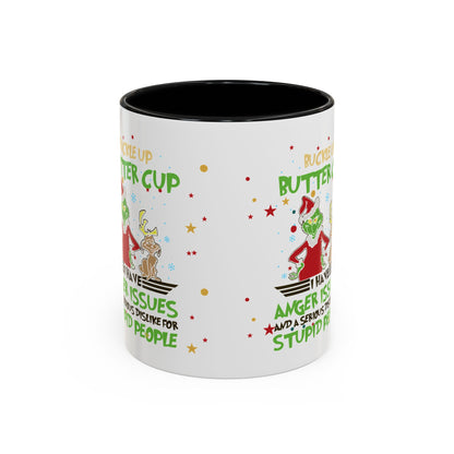 Funny Grinch Christmas Coffee Mug – "I Have Anger Issues" Holiday Accent Mug