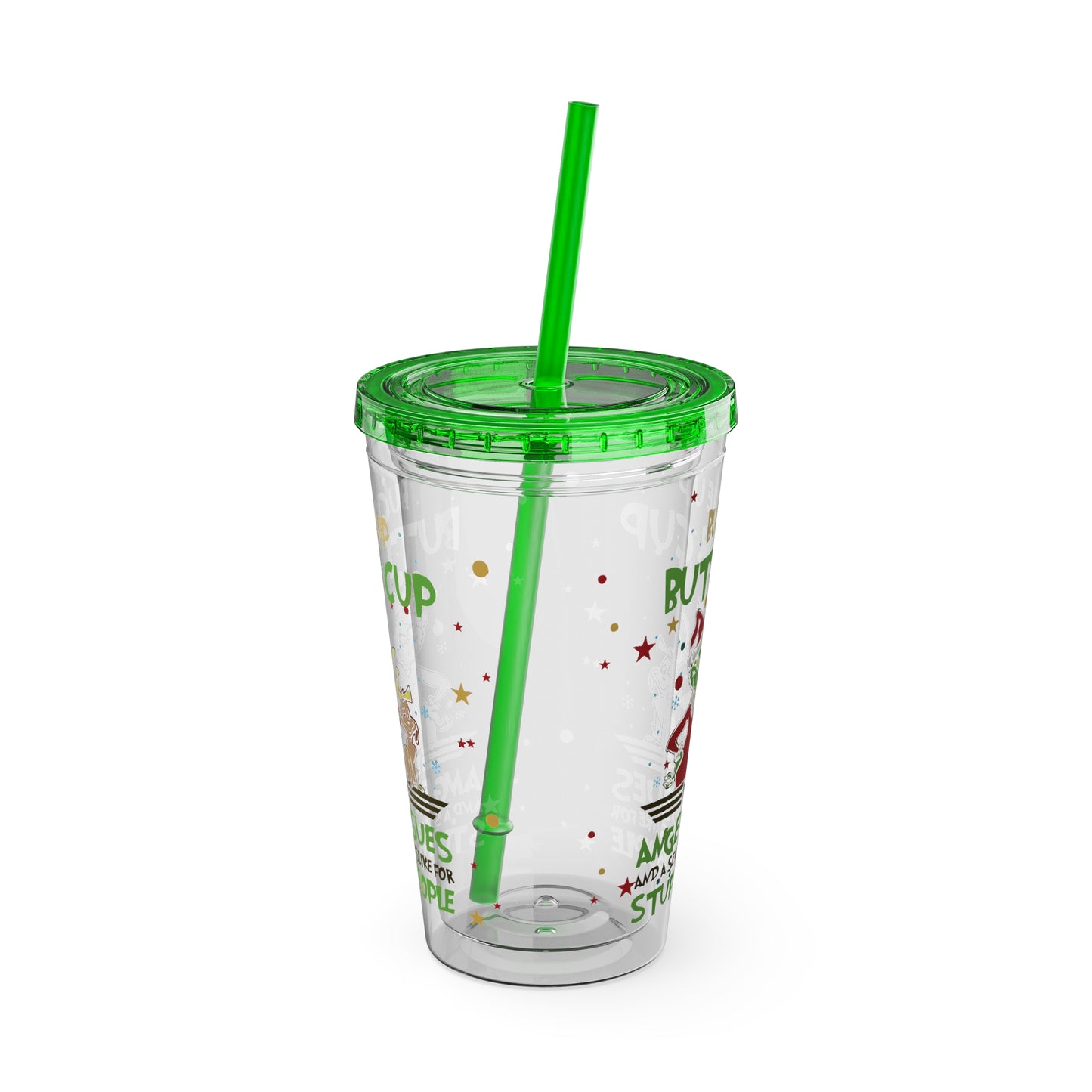 16oz Tumbler with Straw — 'Buckle Up Buttercup' Grinch Holiday Travel Cup