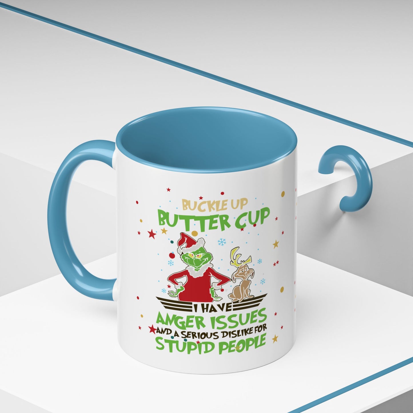 Funny Grinch Christmas Coffee Mug – "I Have Anger Issues" Holiday Accent Mug