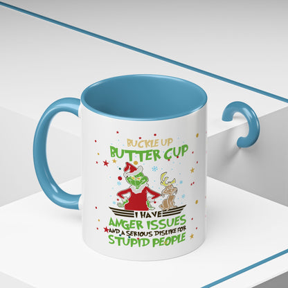 Funny Grinch Christmas Coffee Mug – "I Have Anger Issues" Holiday Accent Mug