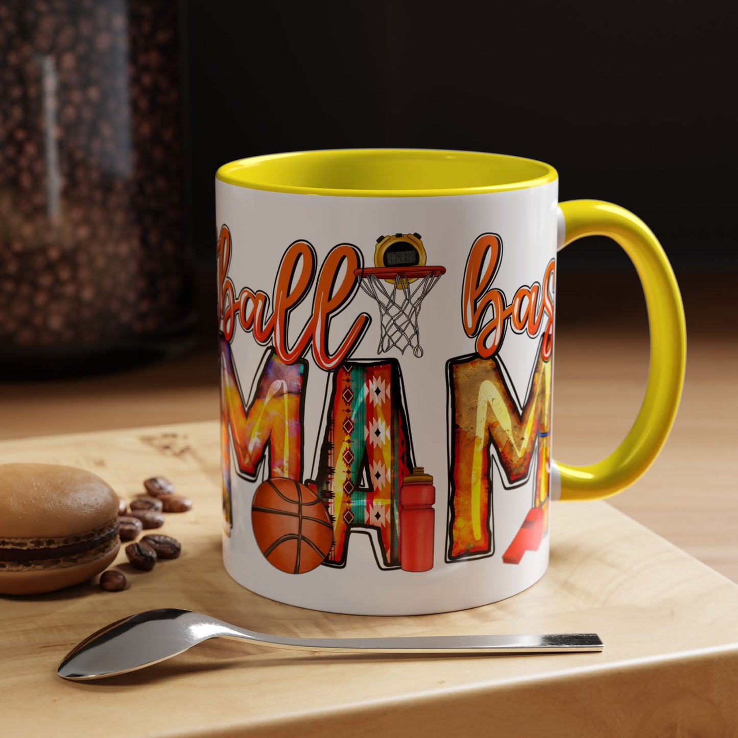 Basketball Mom Accent Coffee Mug – Colorful Sports Mom Gift (11/15oz)