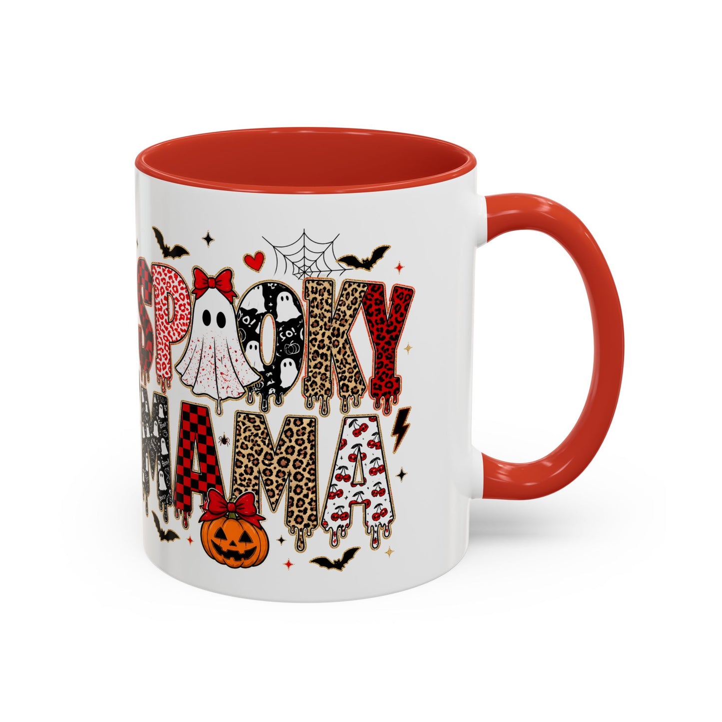 Spooky Mama Accent Coffee Mug — Halloween Ghost Pumpkin 11/15oz