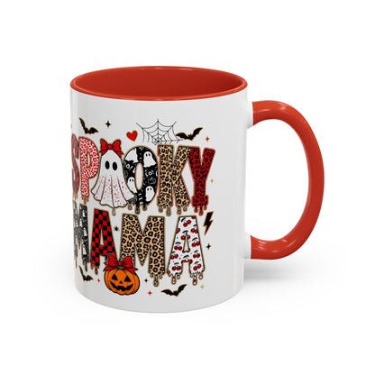 Spooky Mama Accent Coffee Mug — Halloween Ghost Pumpkin 11/15oz