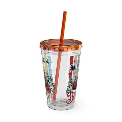 Believe Holiday Tumbler — Christmas Train 16oz Straw Cup