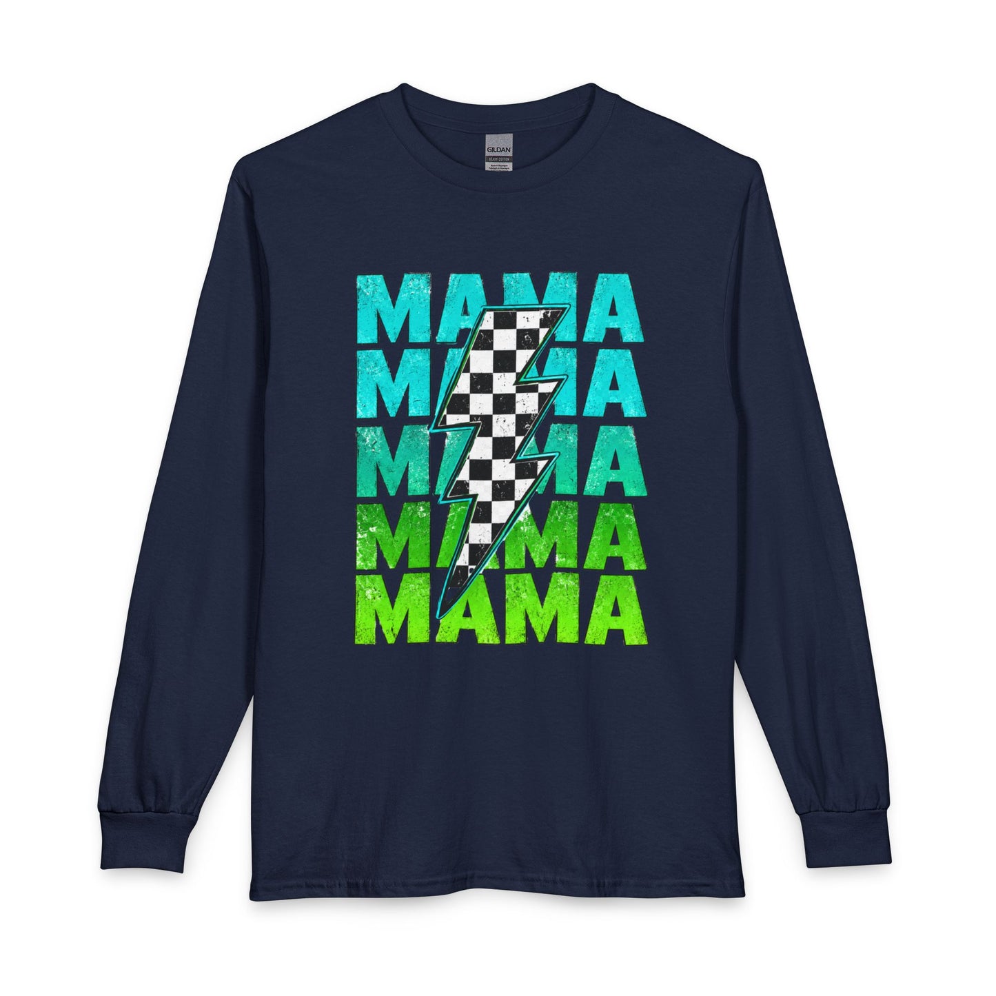 Mama Checkered Lightning Bolt Graphic T-Shirt | Game Day Sports Mom Tee