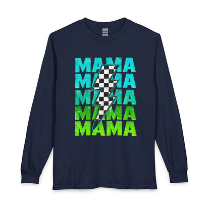 Mama Checkered Lightning Bolt Graphic T-Shirt | Game Day Sports Mom Tee