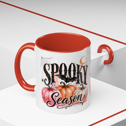 Spooky Season Accent Coffee Mug — Halloween Pumpkin & Moon Design (11/15oz)