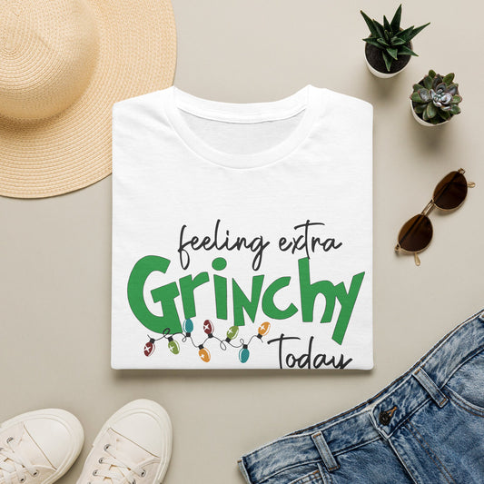 Feeling Extra Grinchy Today T-Shirt — Funny Holiday Christmas Tee with Lights