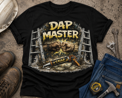 DAP Master Construction Worker Graphic T-Shirt | Caulking Contractor Tee
