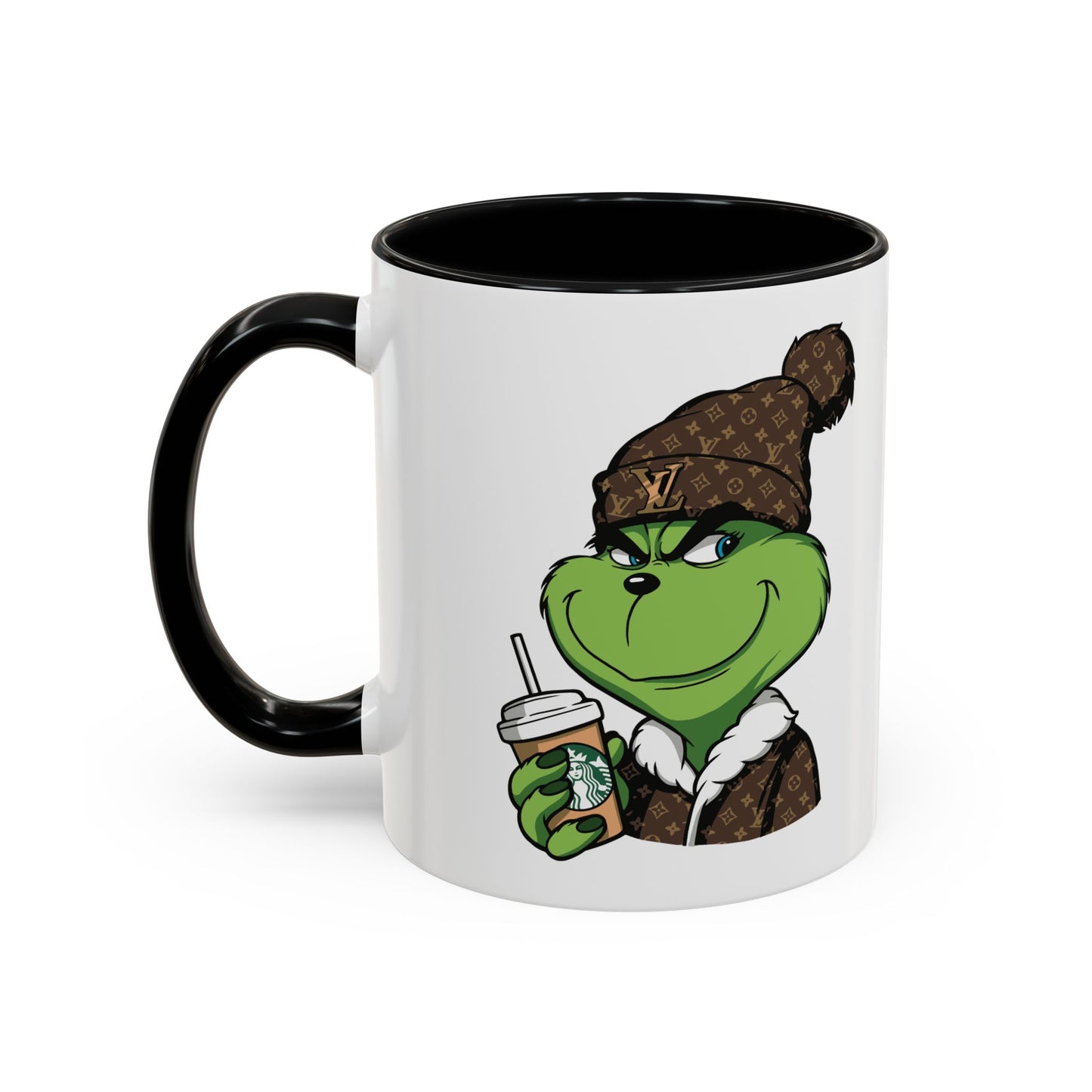 Grinch Luxury Winter Coffee Mug – Designer Beanie & Holiday Drink Cartoon (11/15oz)