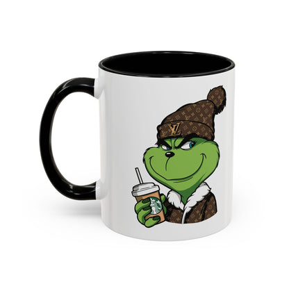 Grinch Luxury Winter Coffee Mug – Designer Beanie & Holiday Drink Cartoon (11/15oz)