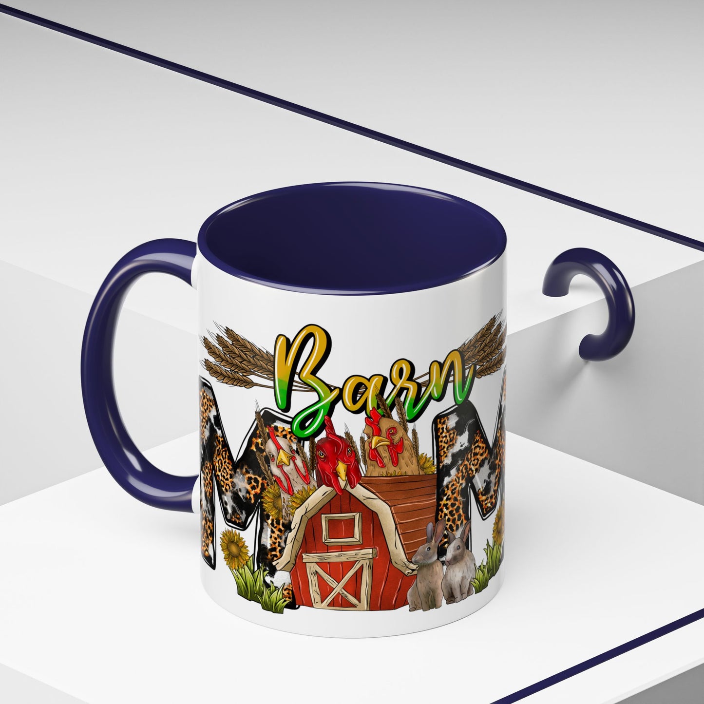 Barn MOM Coffee Mug — Leopard Print Farmhouse Accent Mug (11/15 oz)