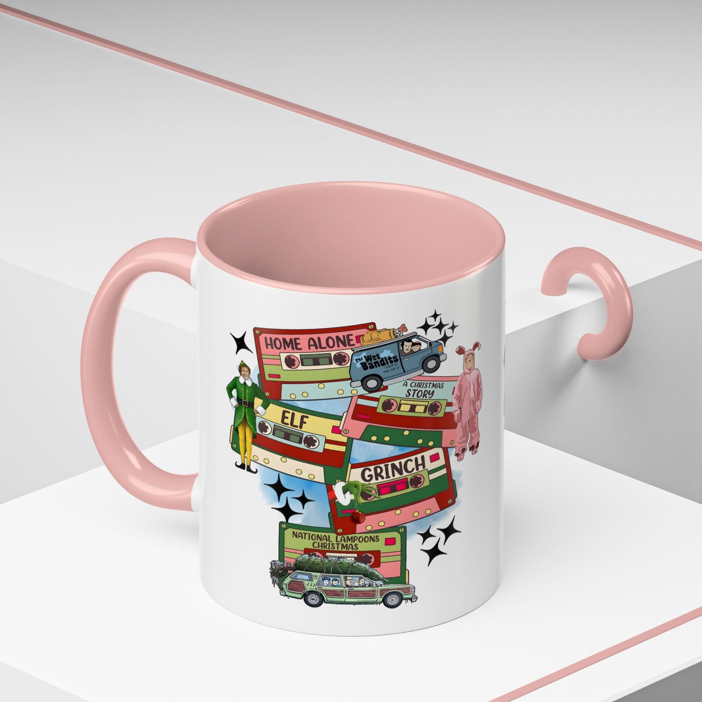 Christmas Movie Collage Coffee Mug – Home Alone, Elf & Grinch Accent Mug