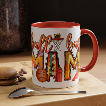 Basketball Mom Accent Coffee Mug – Colorful Sports Mom Gift (11/15oz)