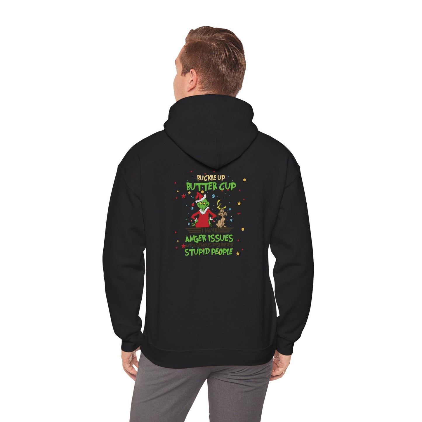 Grinch Christmas Hoodie — “Back the F Up Buttercup” Funny Holiday Sweatshirt