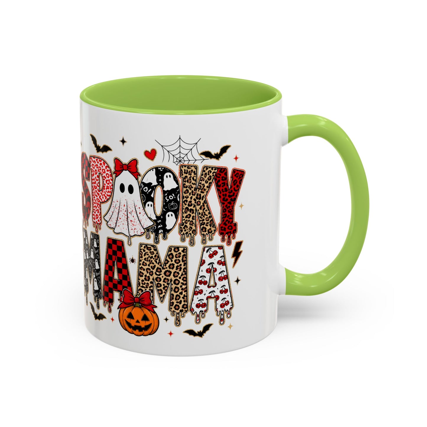 Spooky Mama Accent Coffee Mug — Halloween Ghost Pumpkin 11/15oz