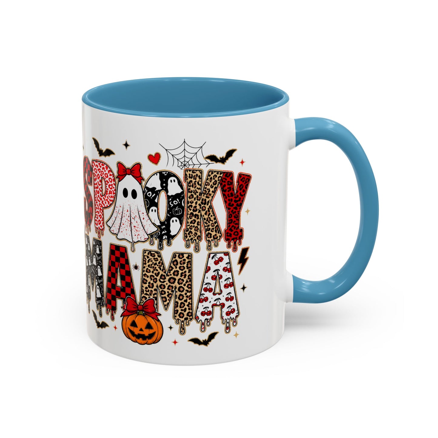 Spooky Mama Accent Coffee Mug — Halloween Ghost Pumpkin 11/15oz