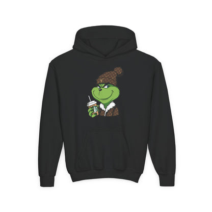 Youth Hoodie — Cozy Frog in Winter Beanie | Cute Kids' Holiday Sweatshirt
