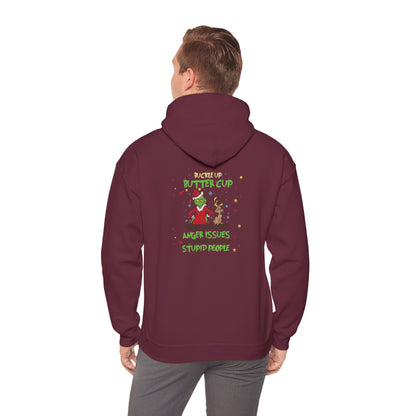 Grinch Christmas Hoodie — “Back the F Up Buttercup” Funny Holiday Sweatshirt