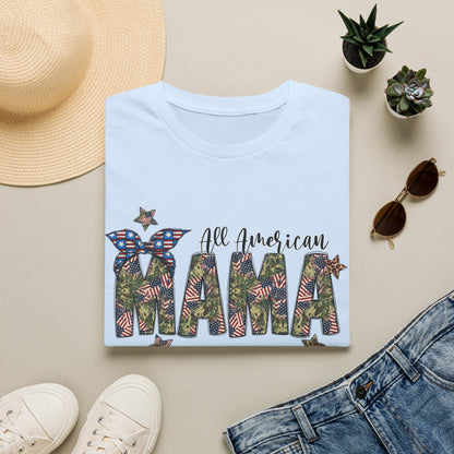 All American Mama T-Shirt — Patriotic Floral USA Mom Tee
