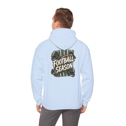 Football Season Hoodie — Vintage Helmets & Plaid Back Graphic