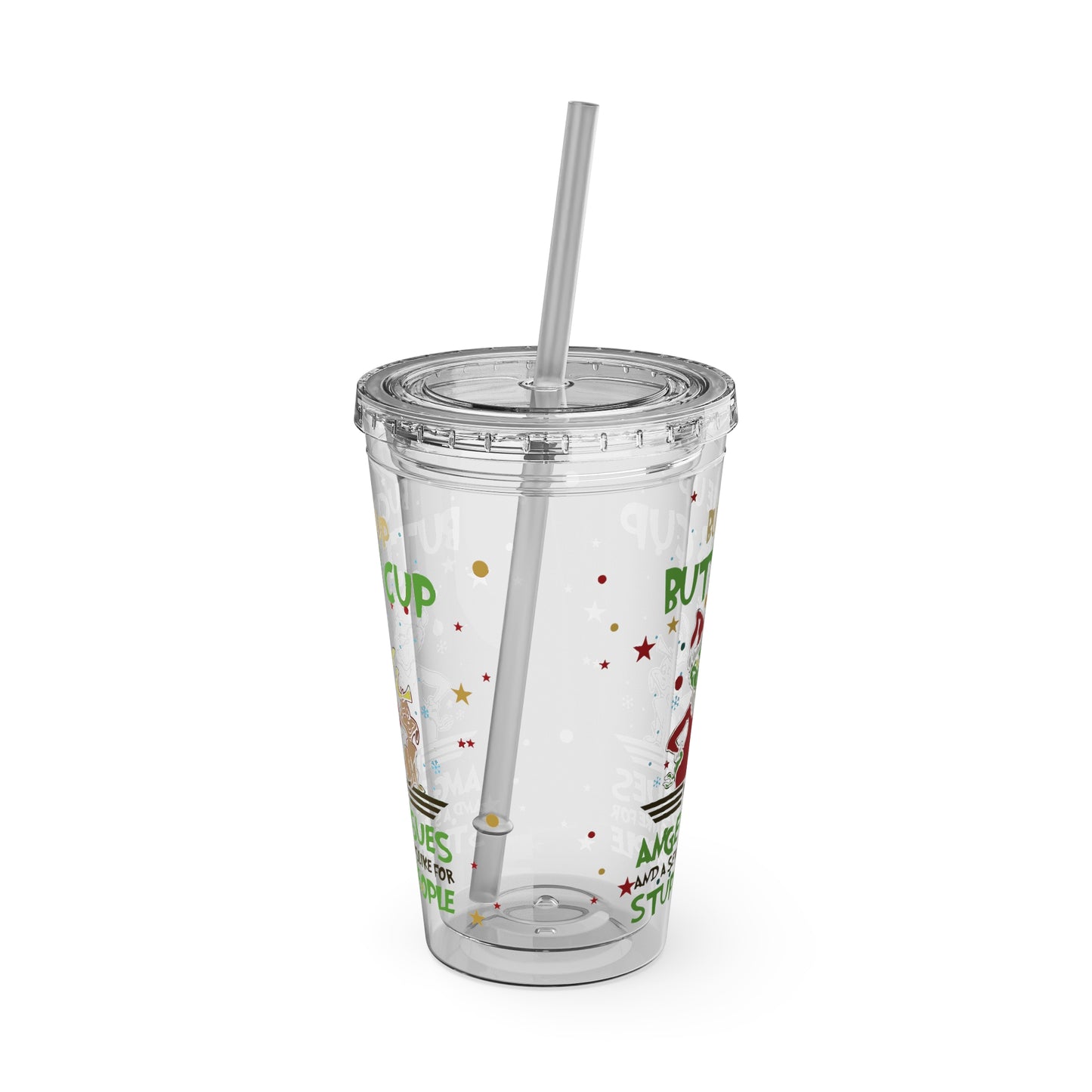16oz Tumbler with Straw — 'Buckle Up Buttercup' Grinch Holiday Travel Cup