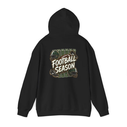 Football Season Hoodie — Vintage Helmets & Plaid Back Graphic