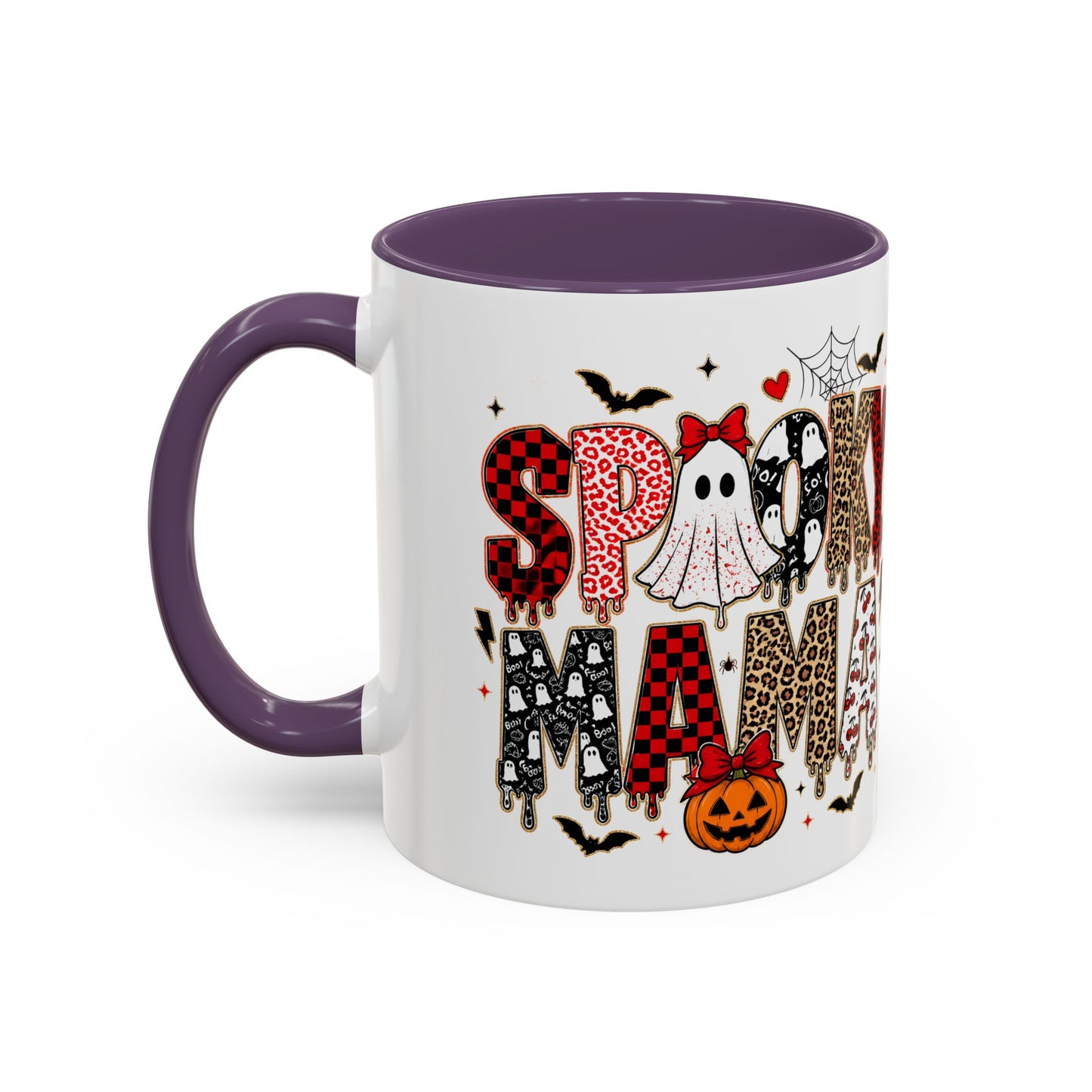 Spooky Mama Accent Coffee Mug — Halloween Ghost Pumpkin 11/15oz
