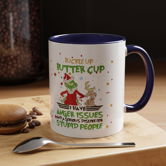 Funny Grinch Christmas Coffee Mug – "I Have Anger Issues" Holiday Accent Mug