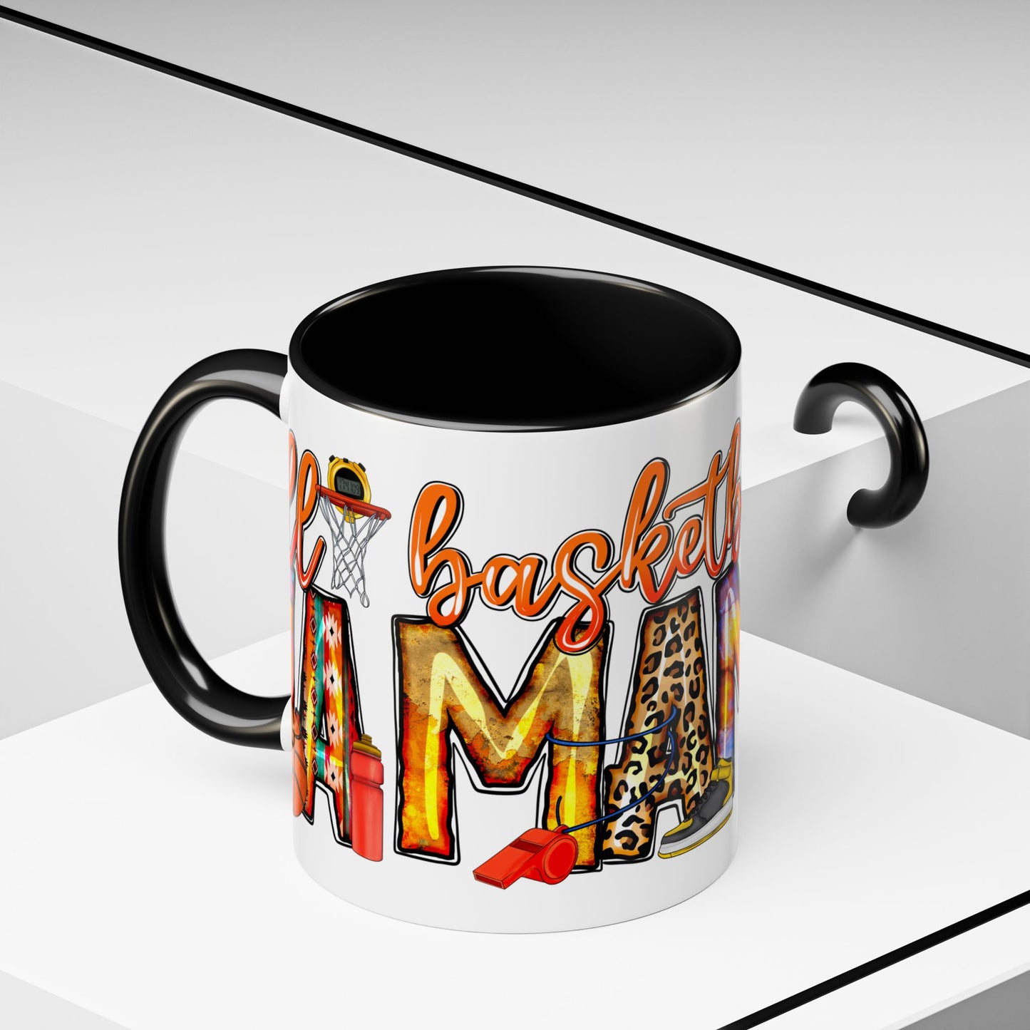 Basketball Mom Accent Coffee Mug – Colorful Sports Mom Gift (11/15oz)
