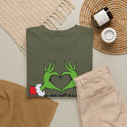 Cousin Crew T-Shirt — Fun Grinch Hands Heart Family Tee